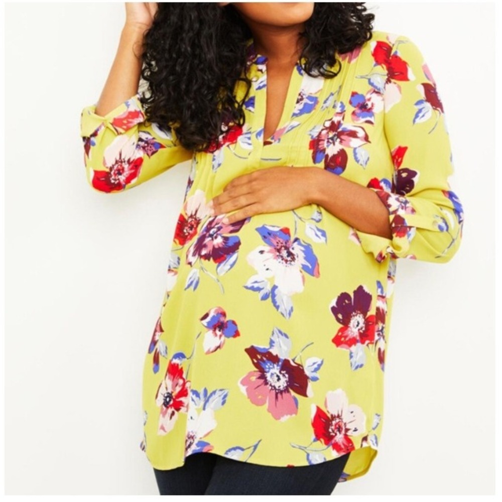 A Pea in the Pod Women's Floral Print Tunic Top Blouse Pregnancy Size S